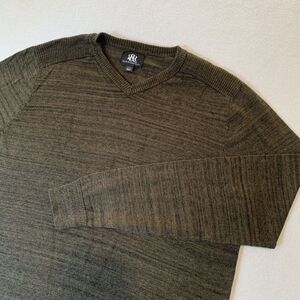 Rock & Republic XXL BROWN/BLACK Sweater Men's Pullover V-Neck 100% Cotton EUC